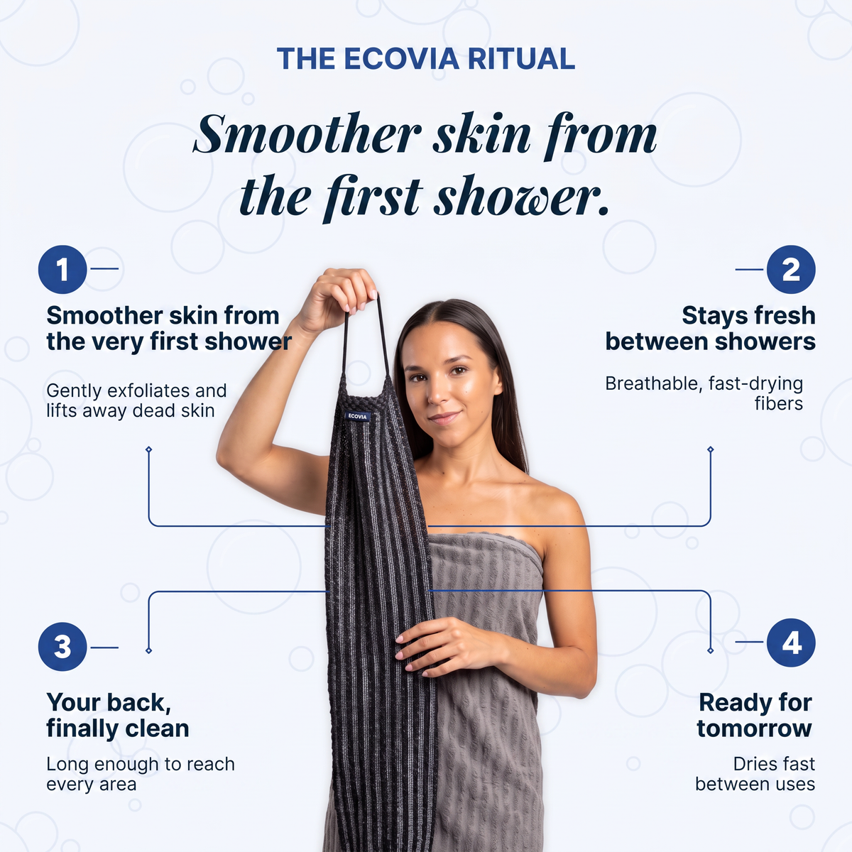 Ecovia Exfoliating Towel with Handle Strap