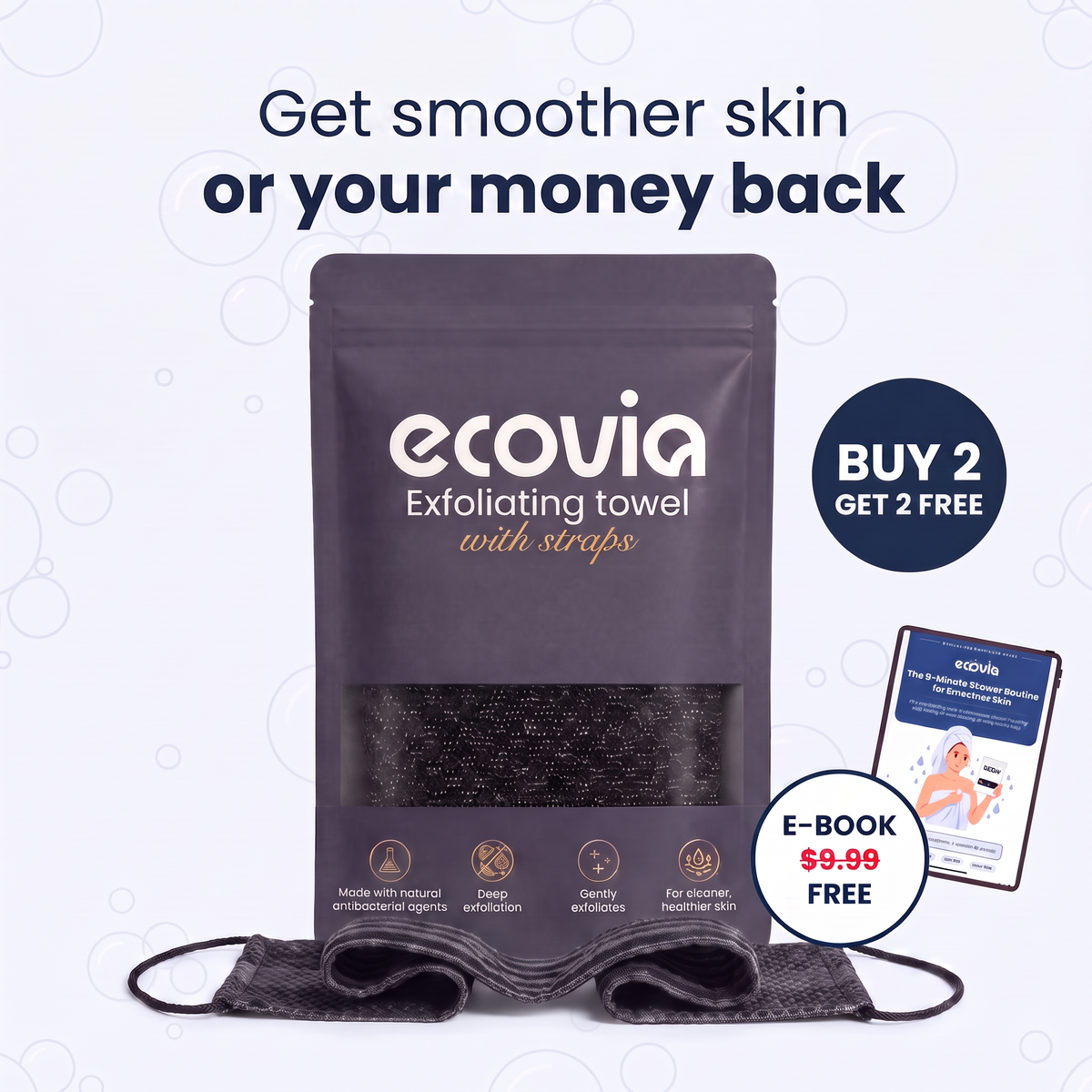 Ecovia Exfoliating Towel with Handle Strap